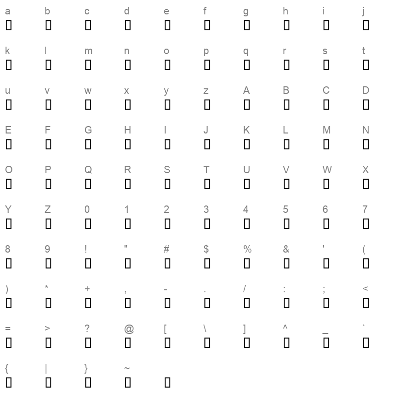 AXtSImplifiedBold Regular Character Map