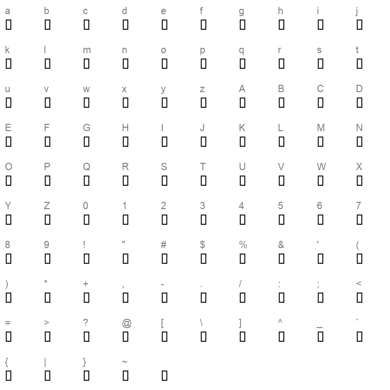 AXtTRaditionalBold Regular Character Map