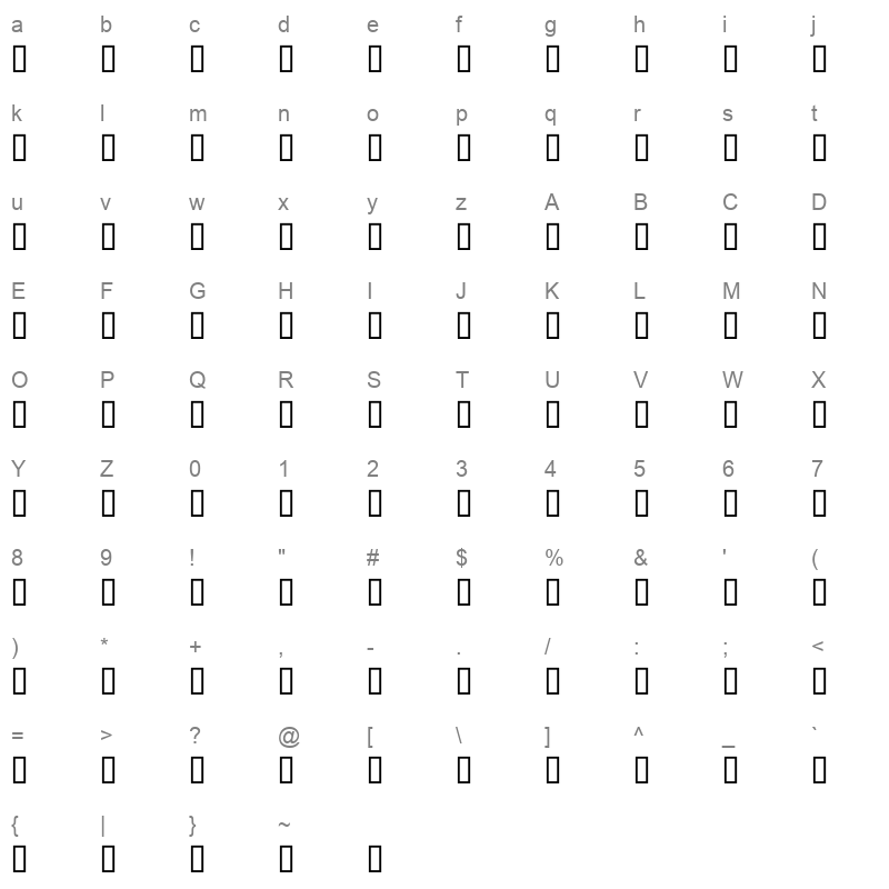 AXtYOumna Regular Character Map