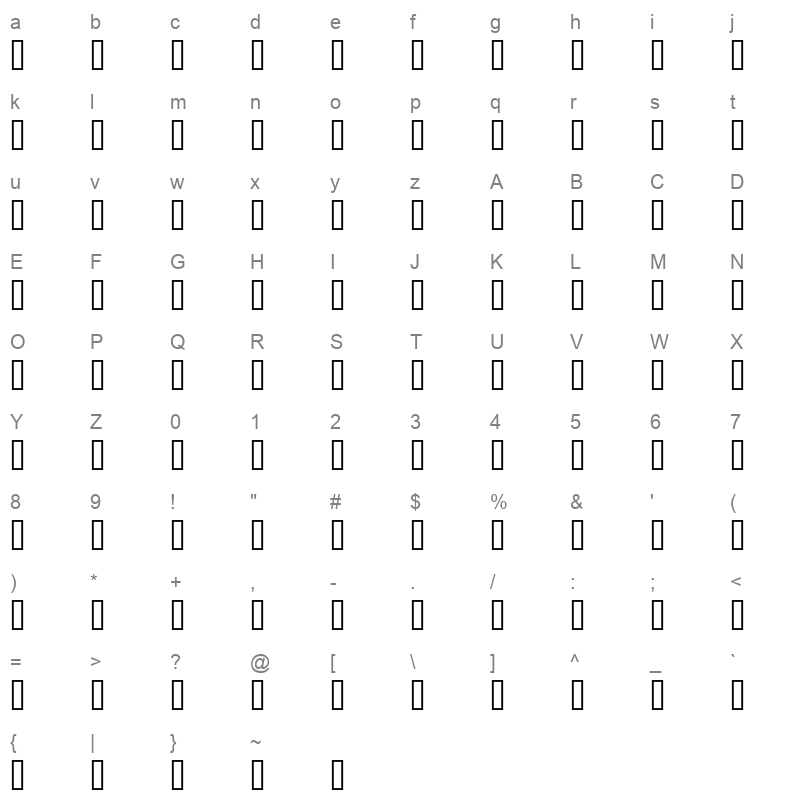 AXtZeinaBoldItalic Regular Character Map