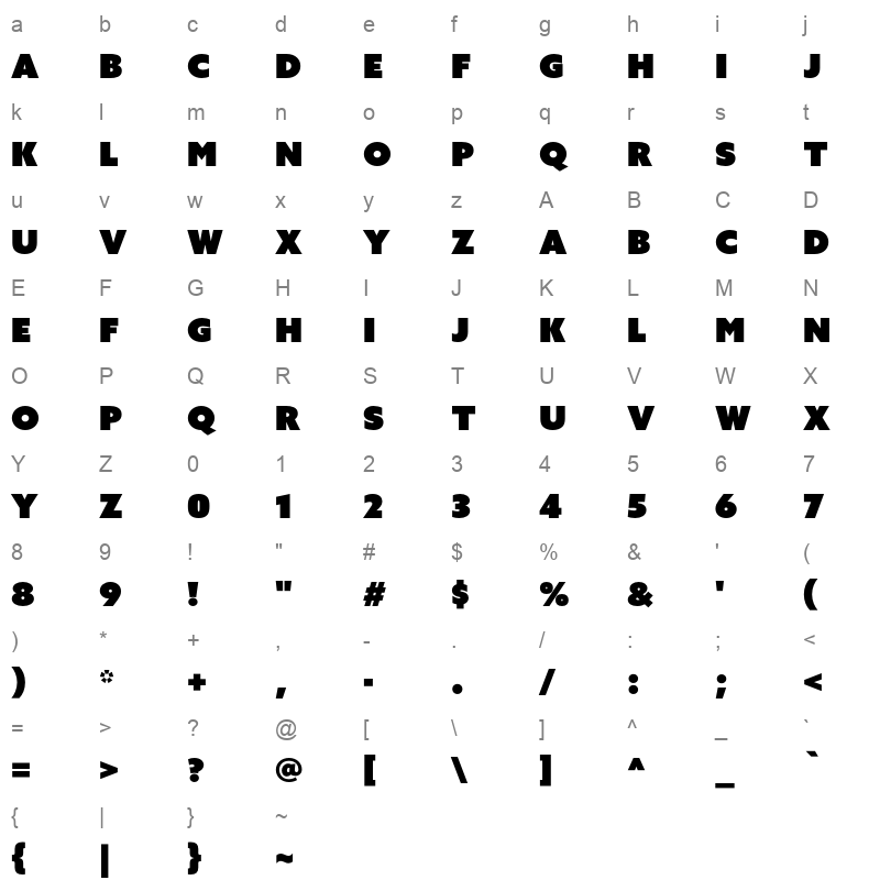 azo sans uber regular Character Map