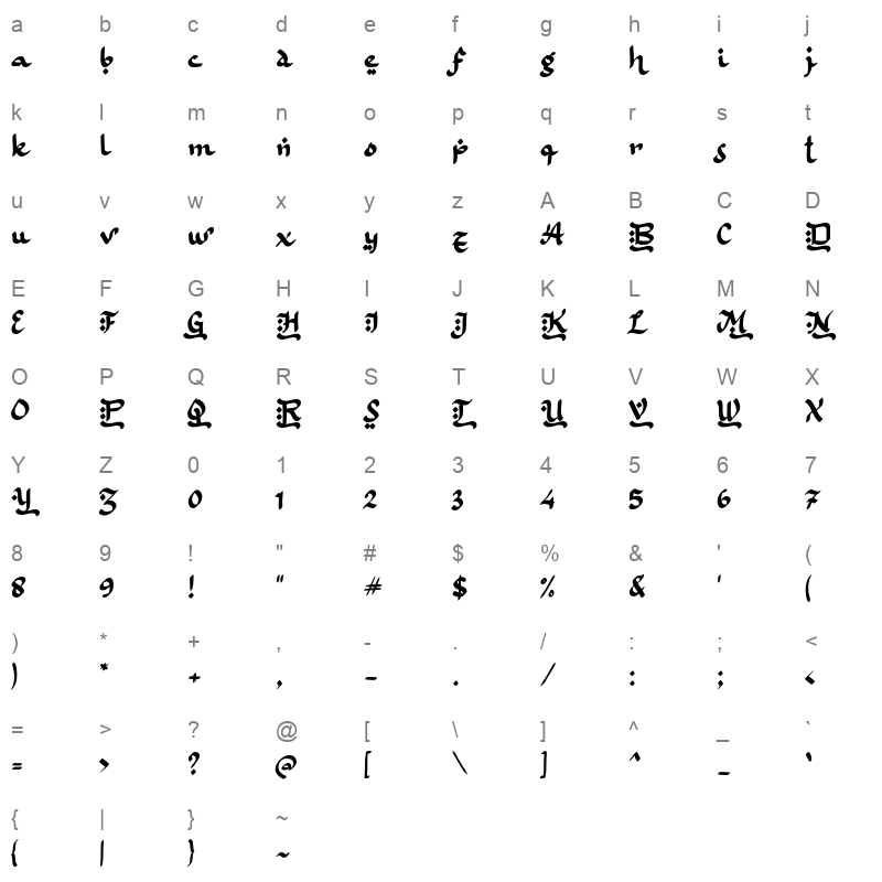 b bulan rajab Character Map