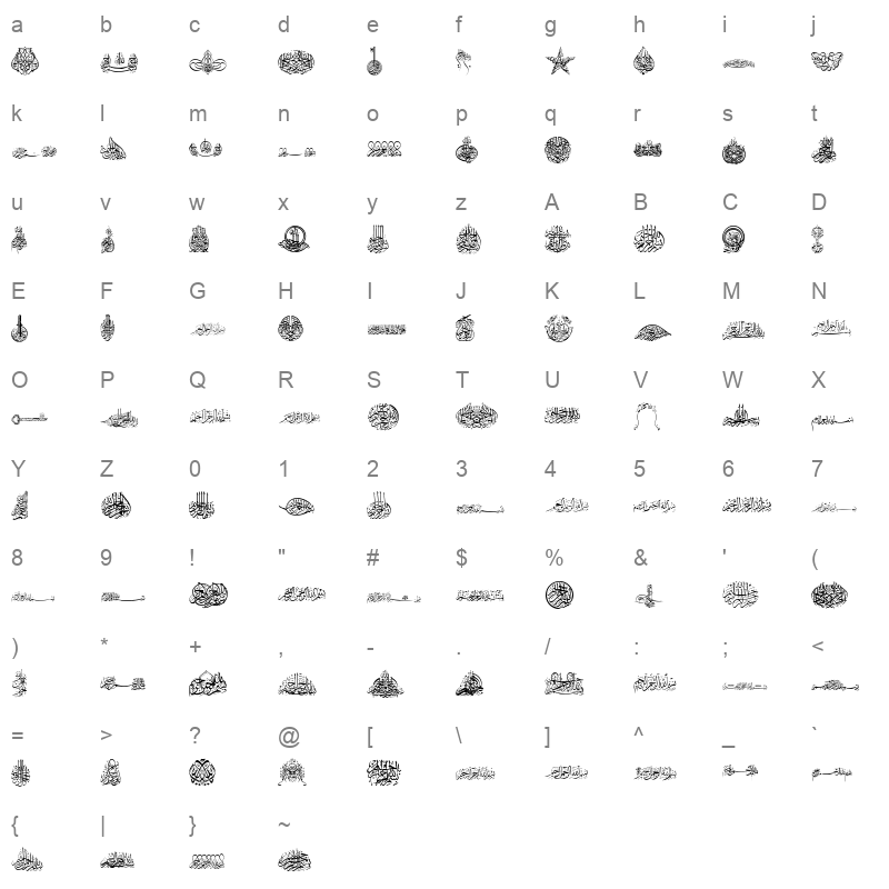B e s m e l l a h 2 Regular Character Map
