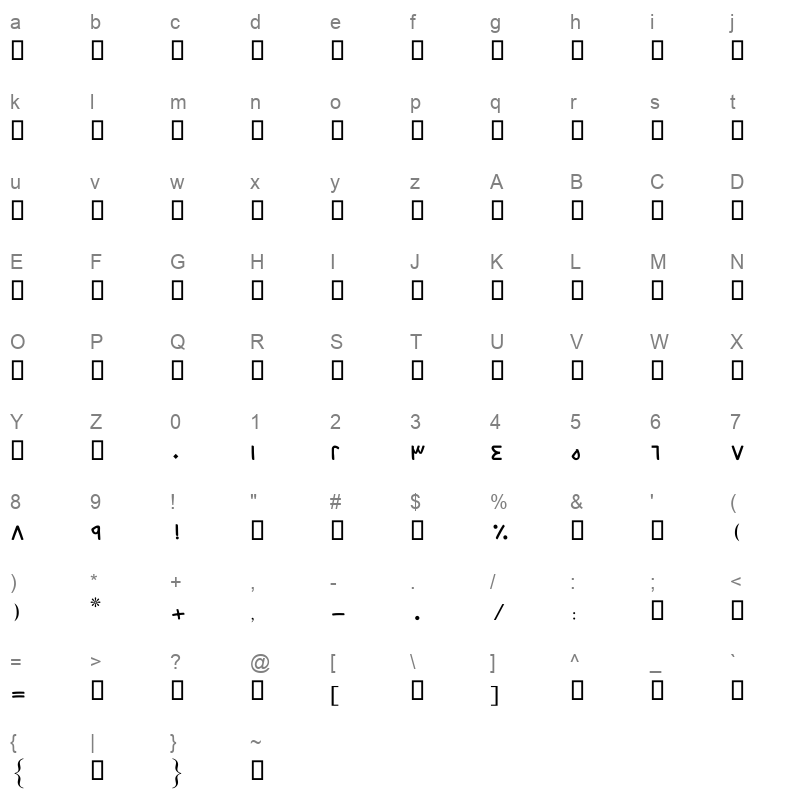 B Mahsa Regular Character Map