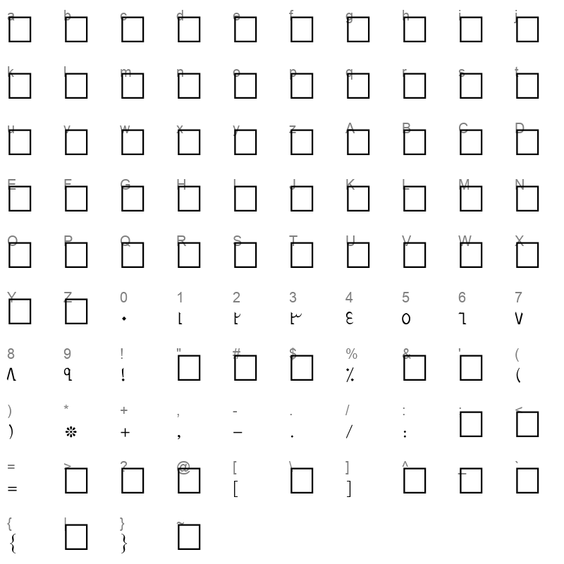 B Makeh Regular Character Map