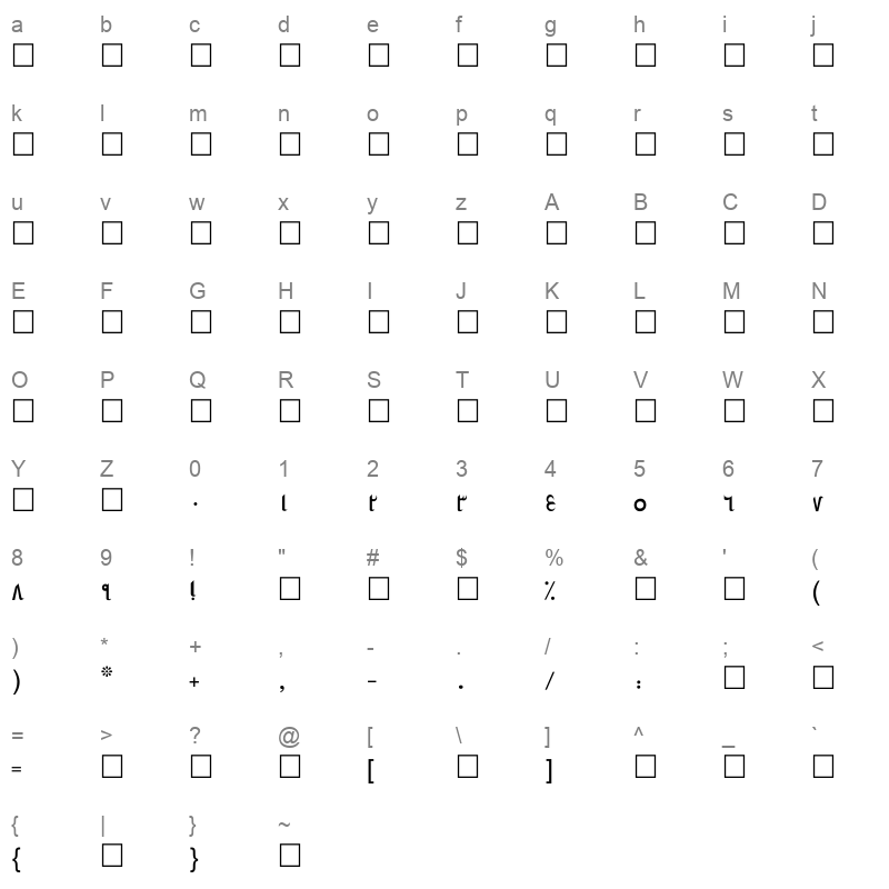 B mashgh Regular Character Map