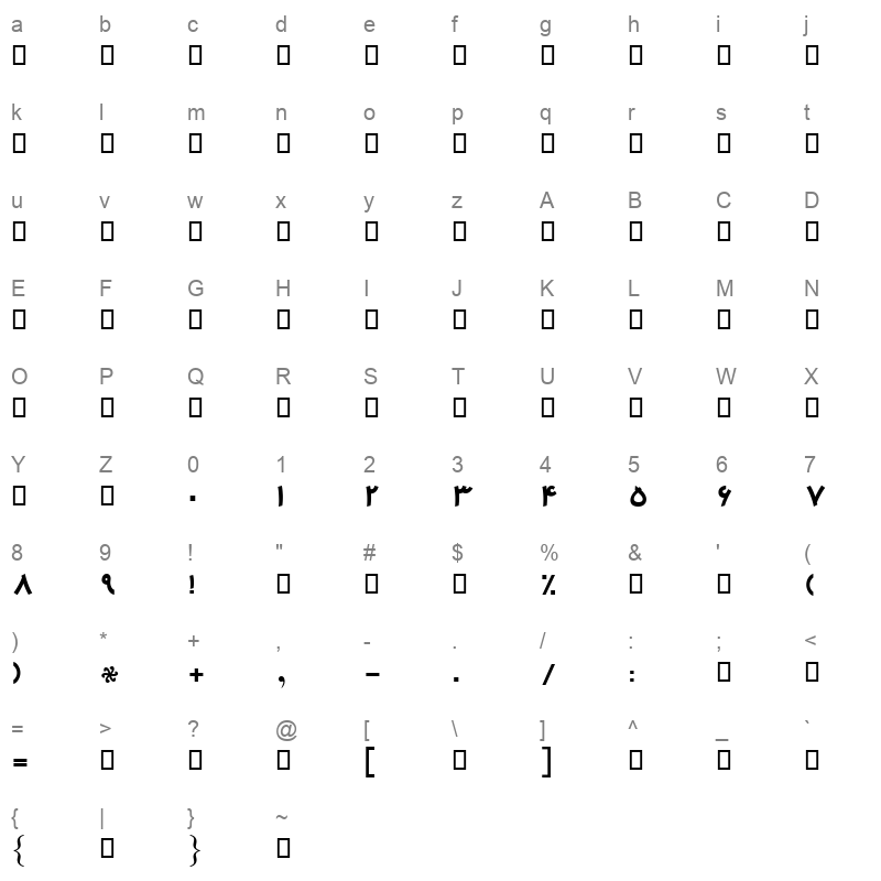 B Mehr Bold Character Map