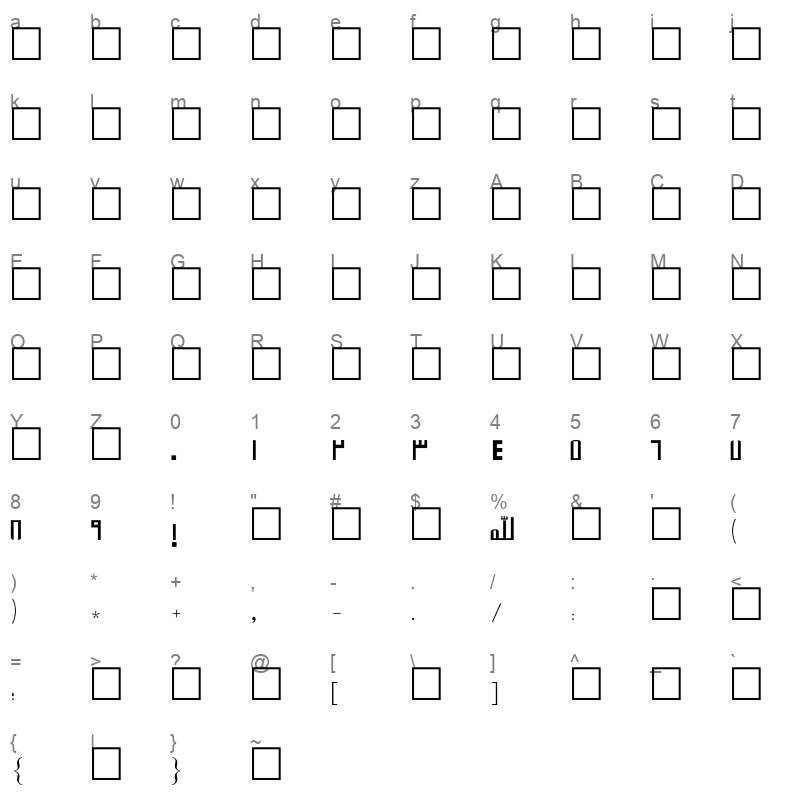 B Salam Regular Character Map