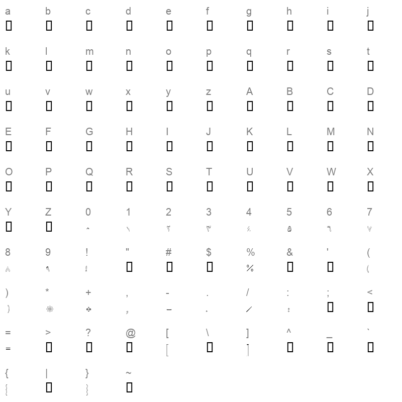 B Tawfig Outline Regular Character Map