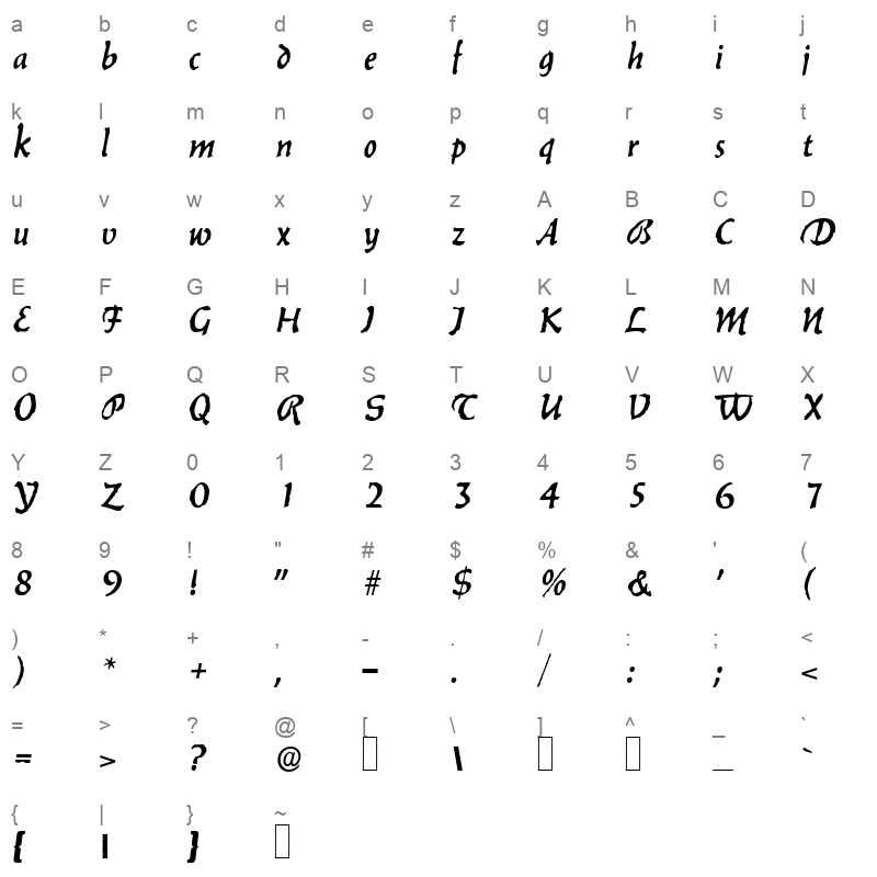 b650 deco regular Character Map