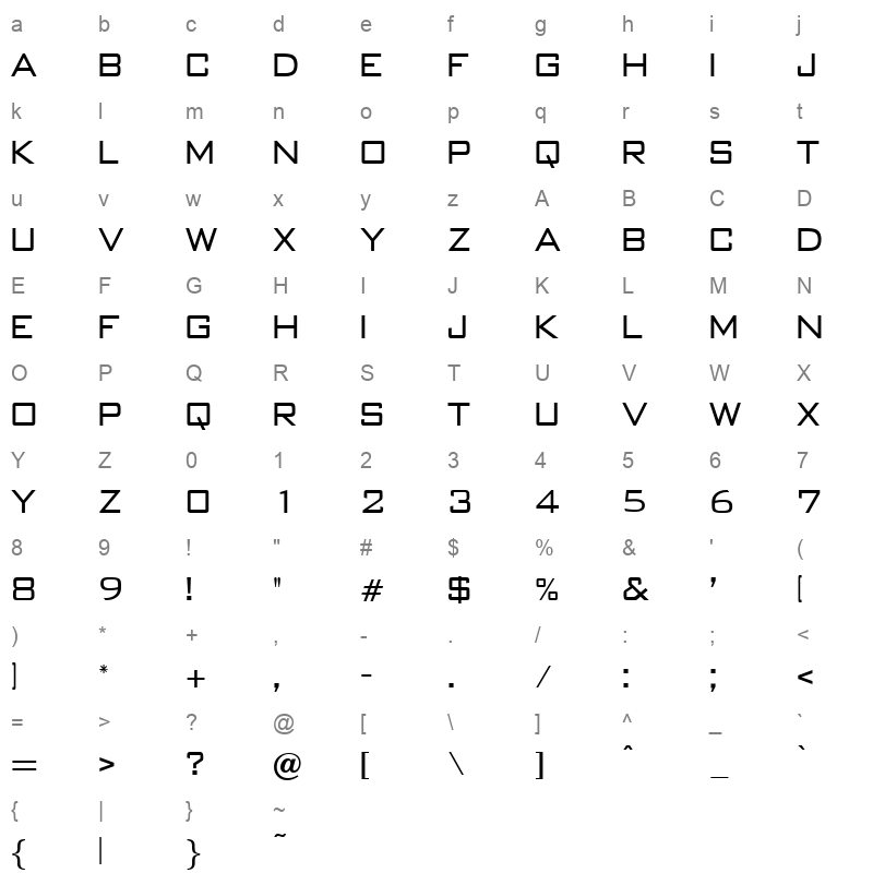 b652 sans regular Character Map