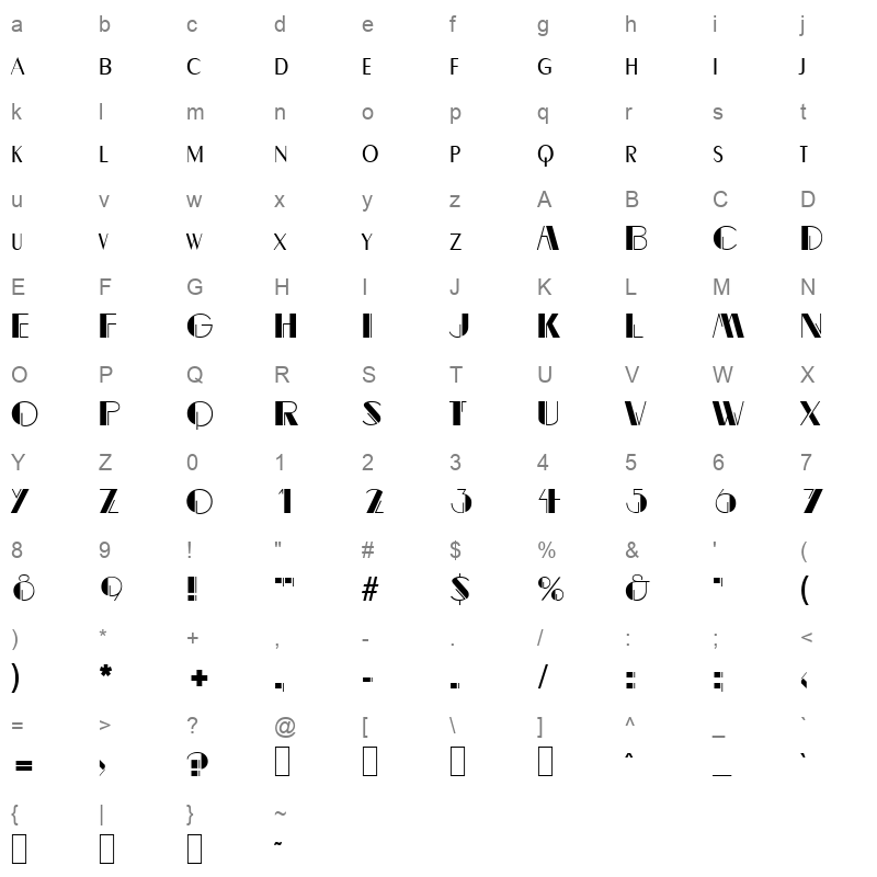 b691 deco regular Character Map