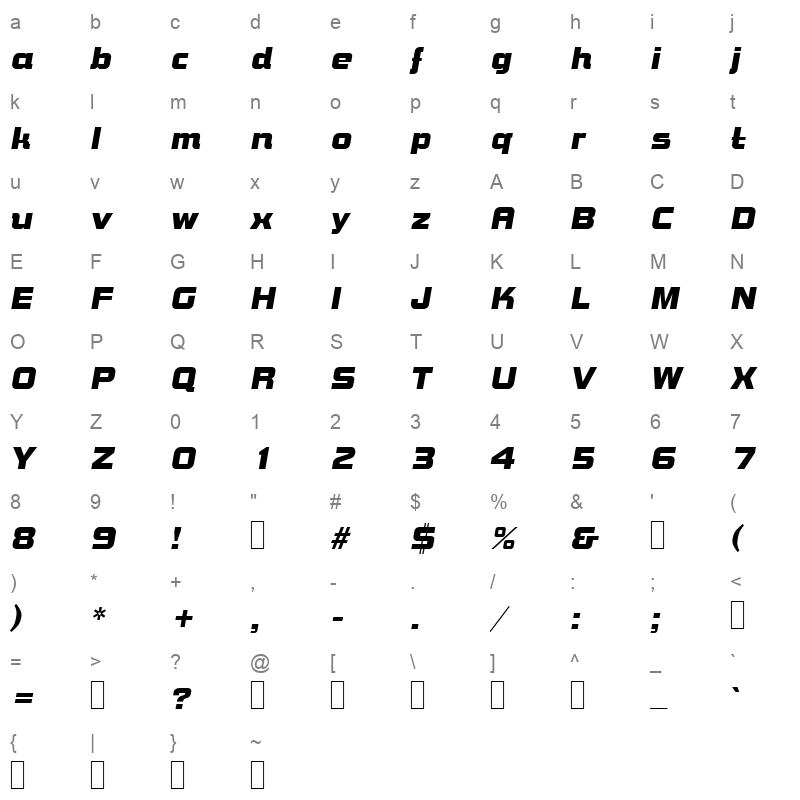 b790 deco italic Character Map