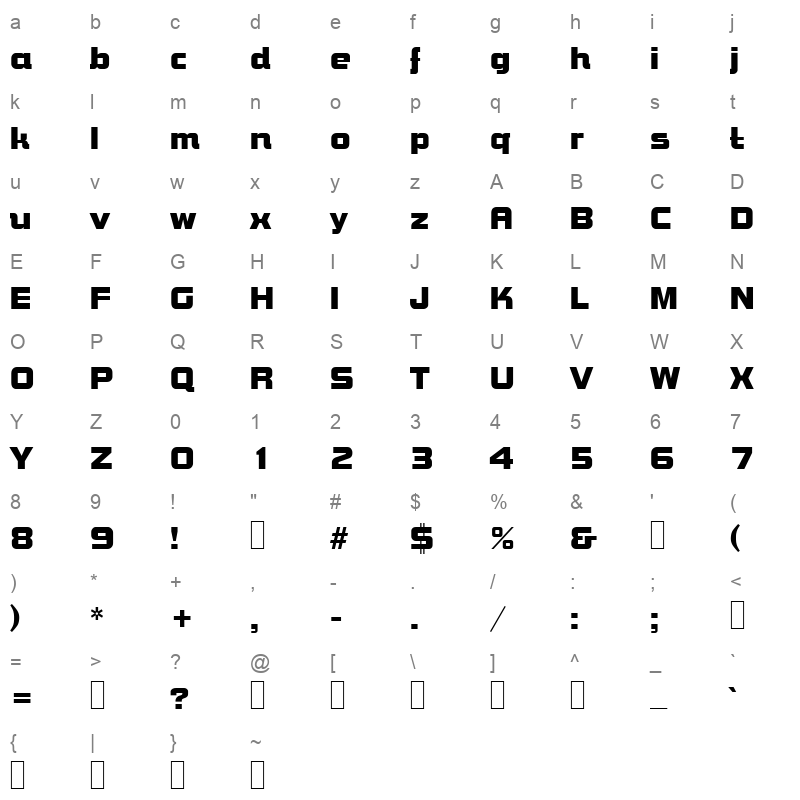 b790 deco regular Character Map