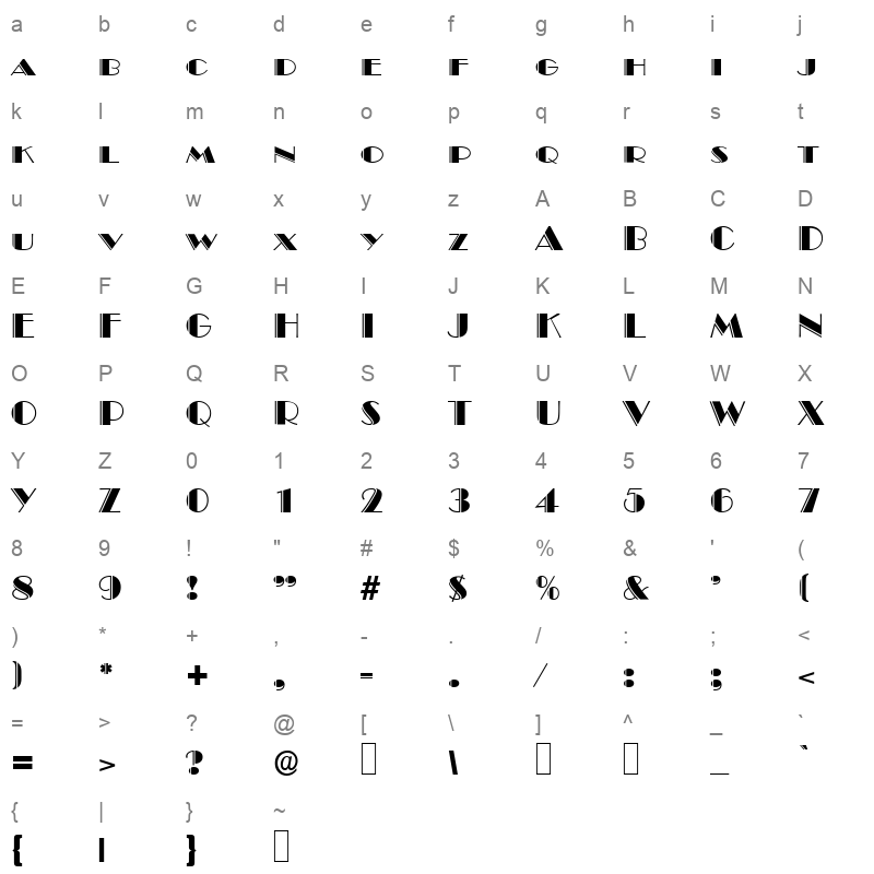 b822 deco regular Character Map