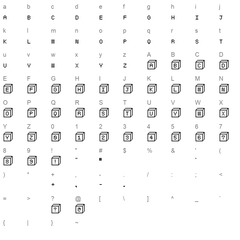 baby blocks Character Map