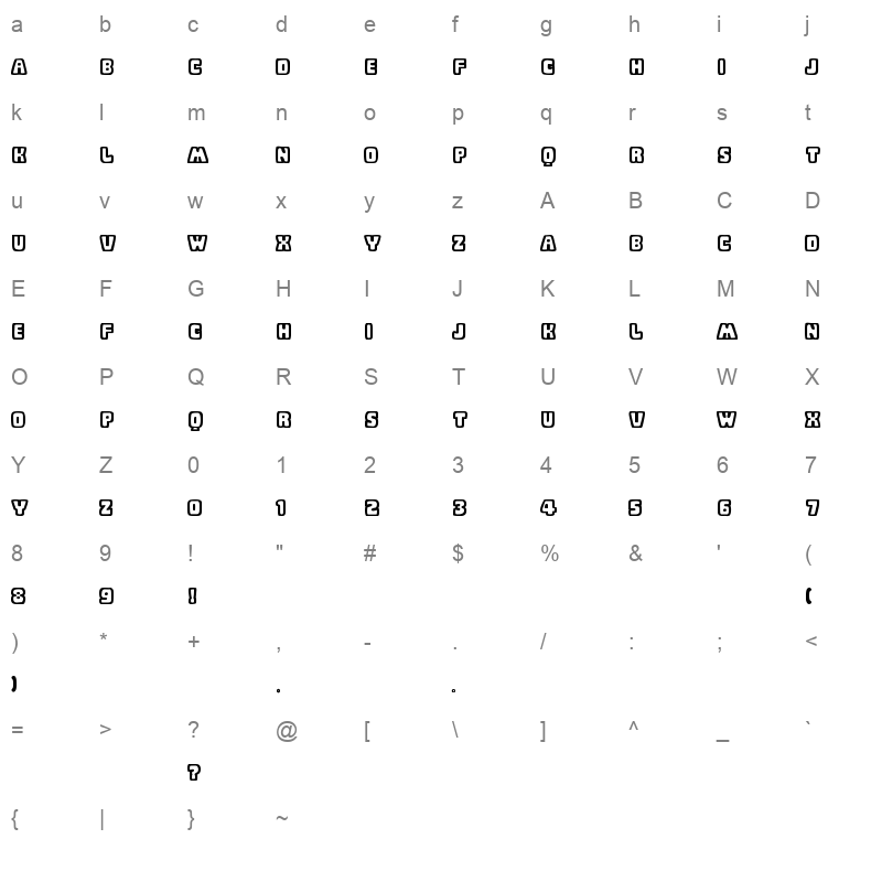 baby eskimo kisses bold Character Map