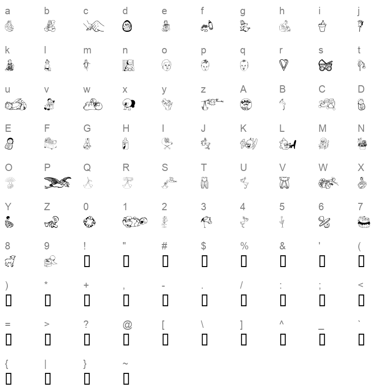 Baby Time Regular Character Map