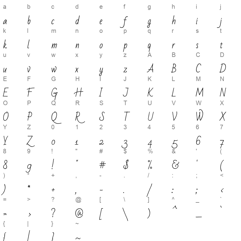 bad script regular Character Map