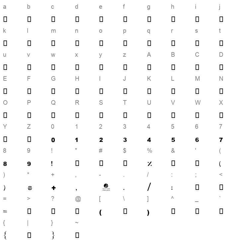 bader dam3a Bold Character Map