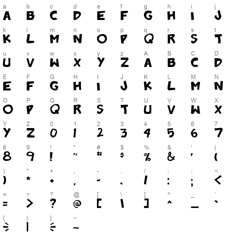 badonk a donk Character Map