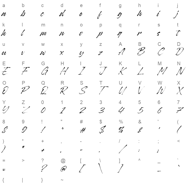 baguette regular Character Map