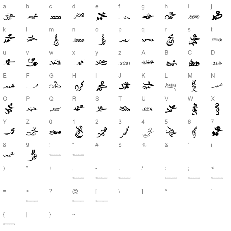 Bahasht Aljanna Prophet1 Regular Character Map