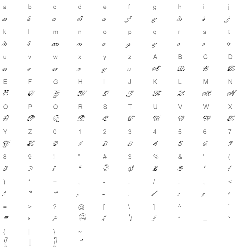 ballantines outline black regular Character Map