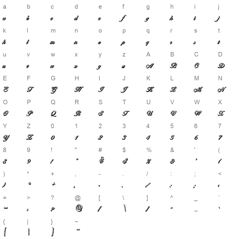 ballantines shadow light regular Character Map