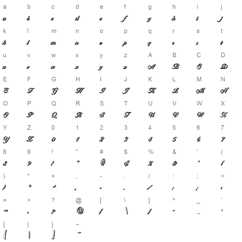 ballantines shadow medium regular Character Map