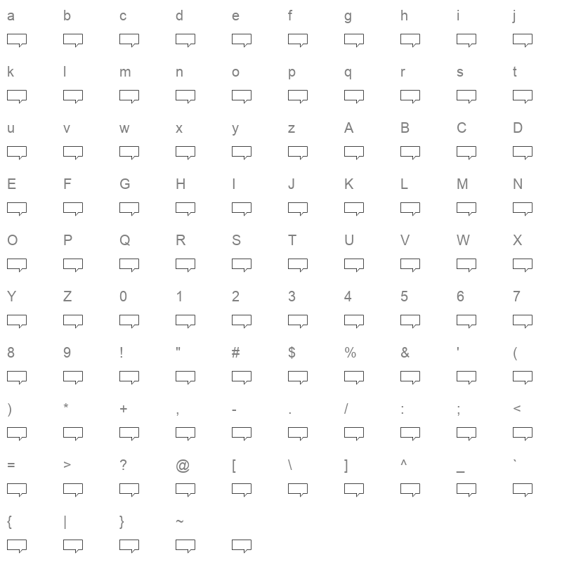 BALLOONS Character Map