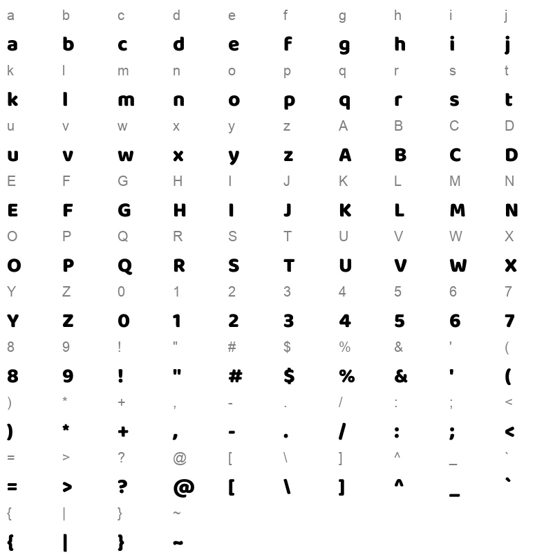baloo bhaijaan 2 extra bold Character Map