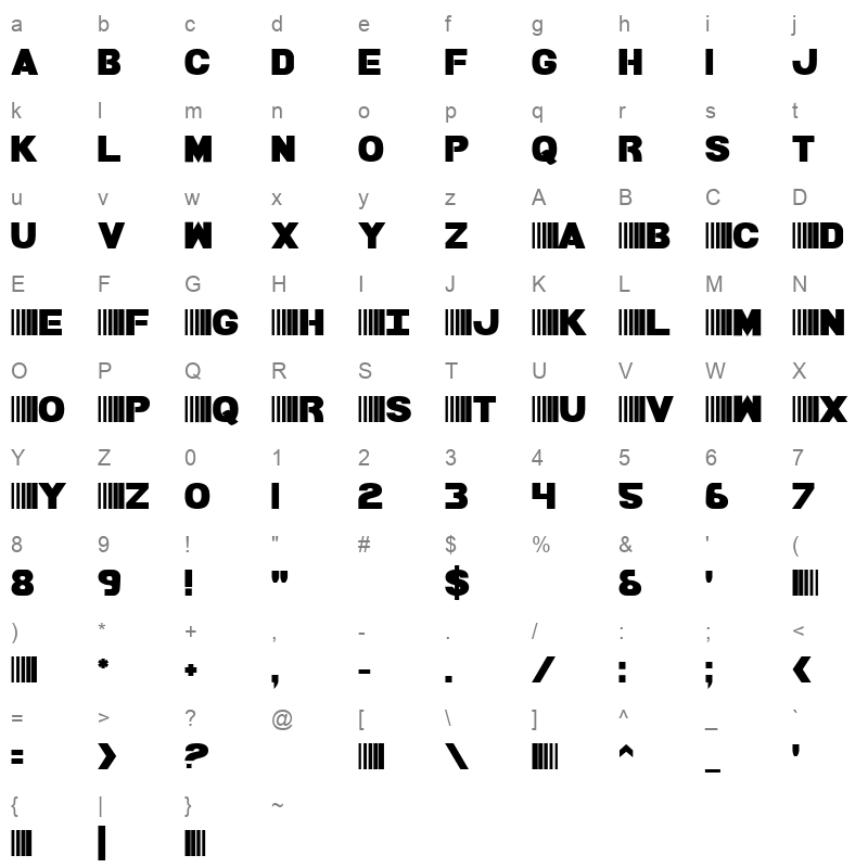 bamf bold Character Map