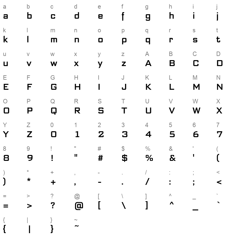 bank sans ef cy semicondensed medium Character Map