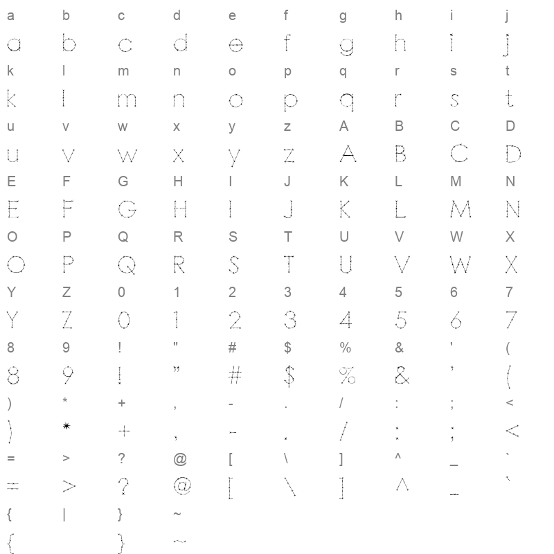 Barbarello Regular Character Map