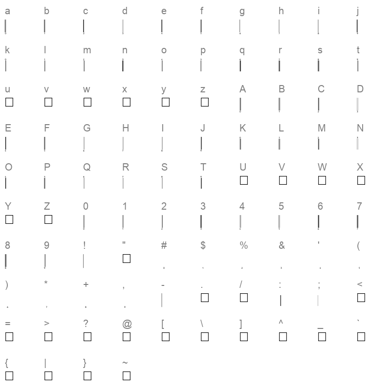 barcode eanbwrp72tt Character Map