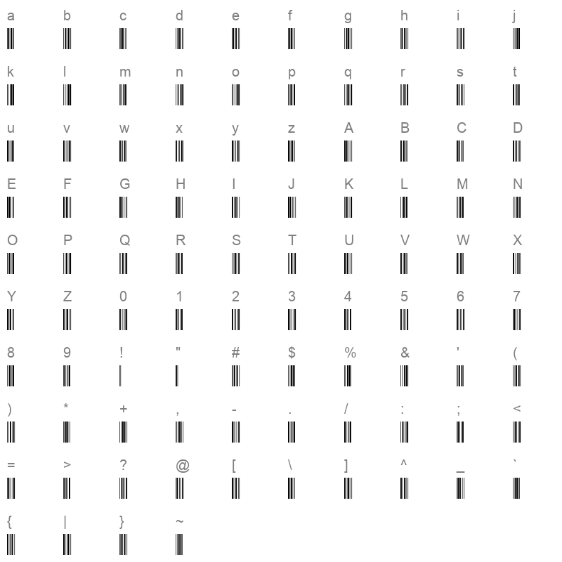 barcode intp60dltt Character Map