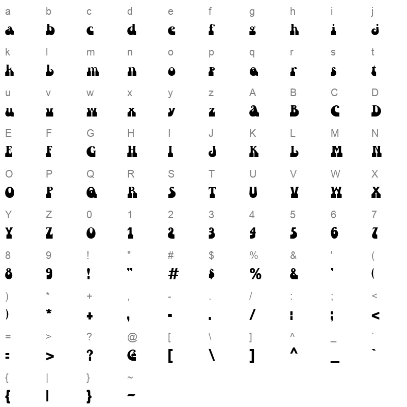 bariton Character Map