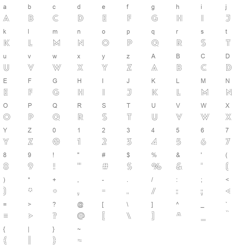 baro contour Character Map