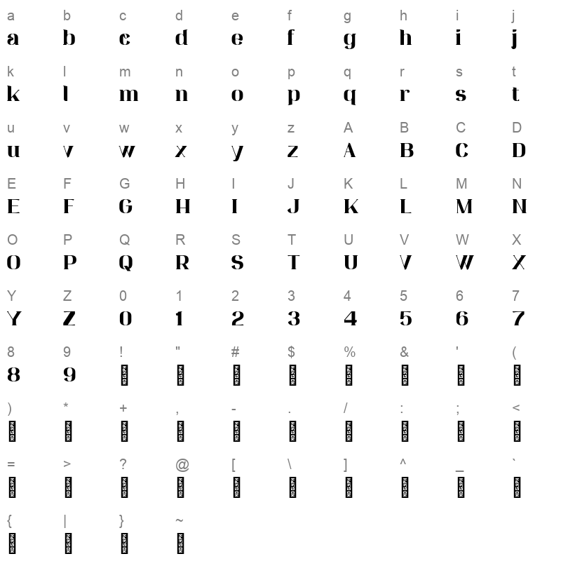 barwastu Character Map