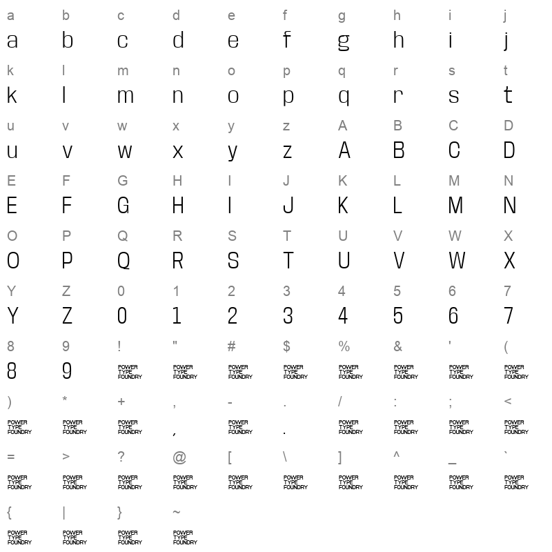 Base Neue Light Character Map