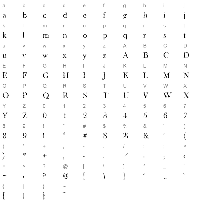 basker old random regular Character Map