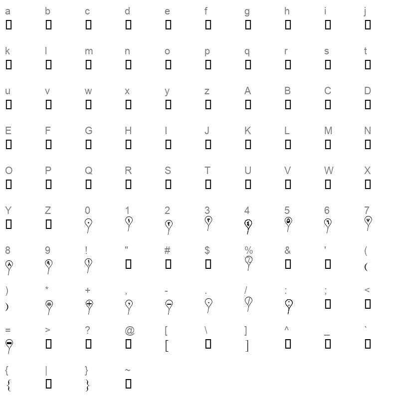 BBADKONK Character Map