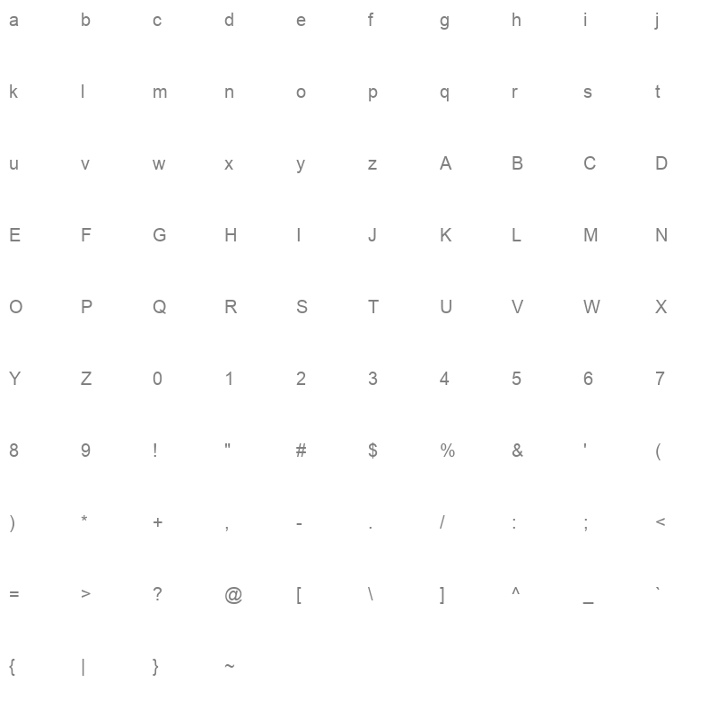 bbCheckard Character Map