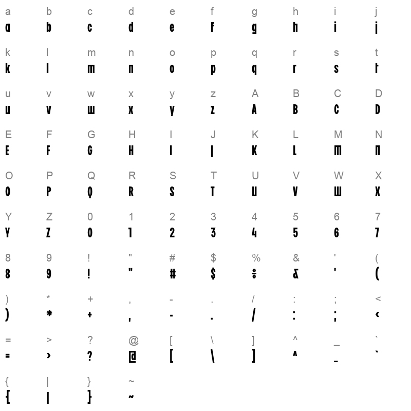 bc ludva bold Character Map