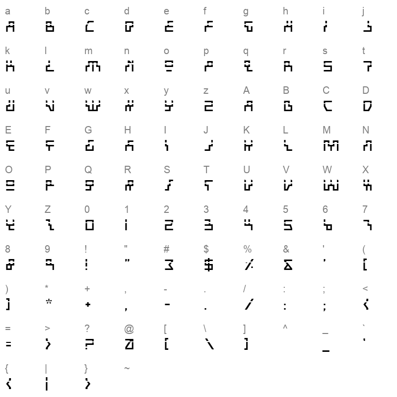 beam rider laser Character Map