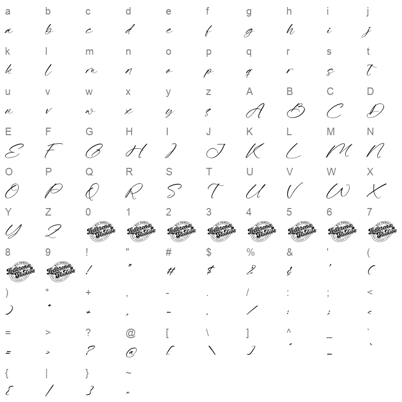 beatillo diamond italic Character Map