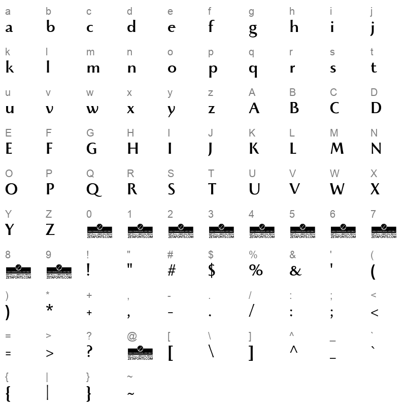 beatrix antiqua medium Character Map