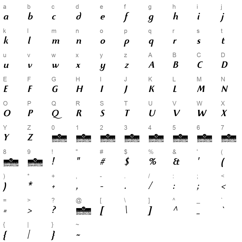 beatrix antiqua semibold italic Character Map