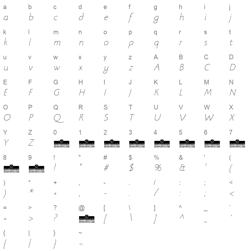 beatrix antiqua thin Character Map